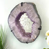 Amethyst Slice Mirror with Custom Iron Frame - 11.650kg 12.5"w x 15.5"h